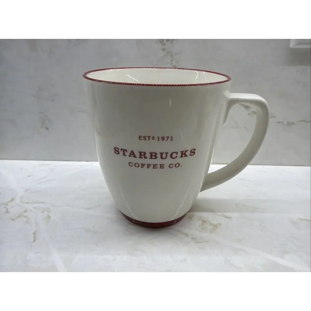 Starbucks | Dining | Starbucks Cup Red White Abbey Mug Est 971 Starbucks  Coffee Co 18 Oz Euc | Poshmark